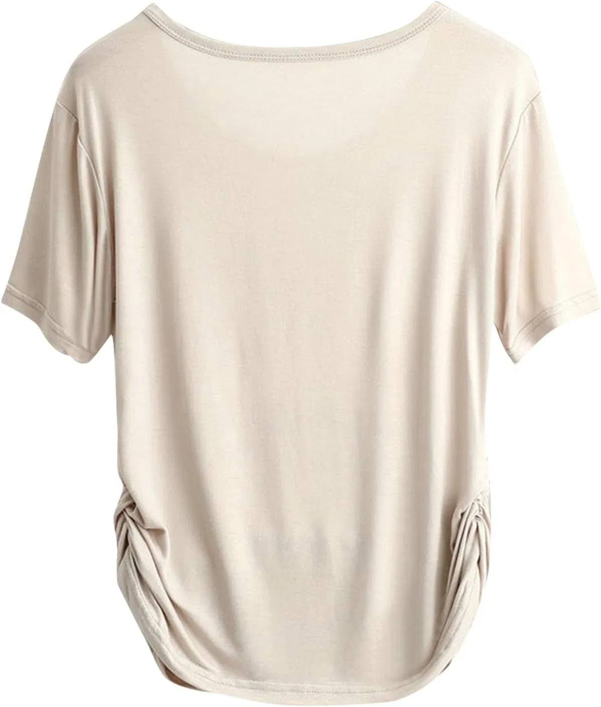 Женская пижамная футболка с коротким рукавом, модал, A01#beige — фото 4