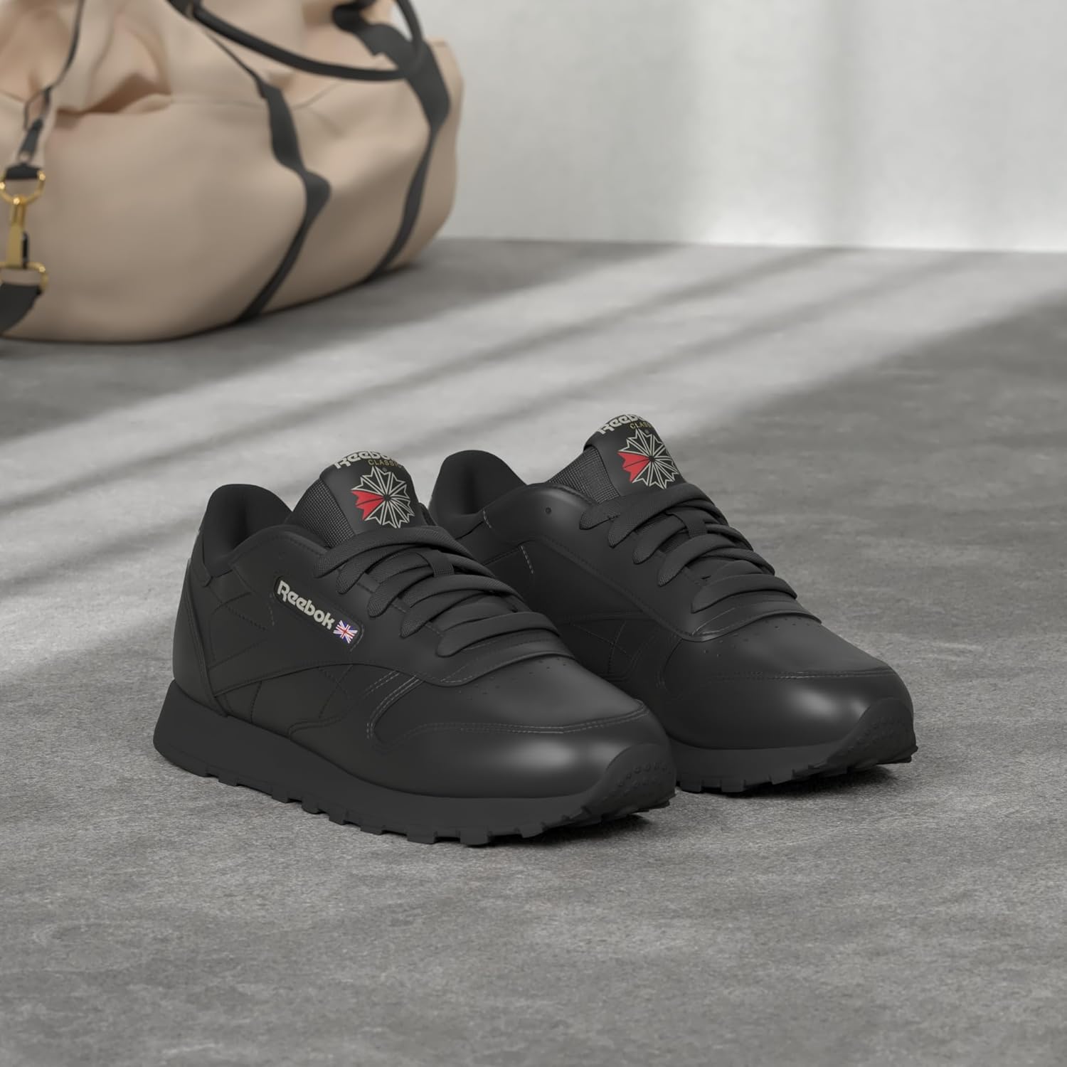 Кроссовки Reebok Classic Leather для мужчин, черный/серый — фото 2