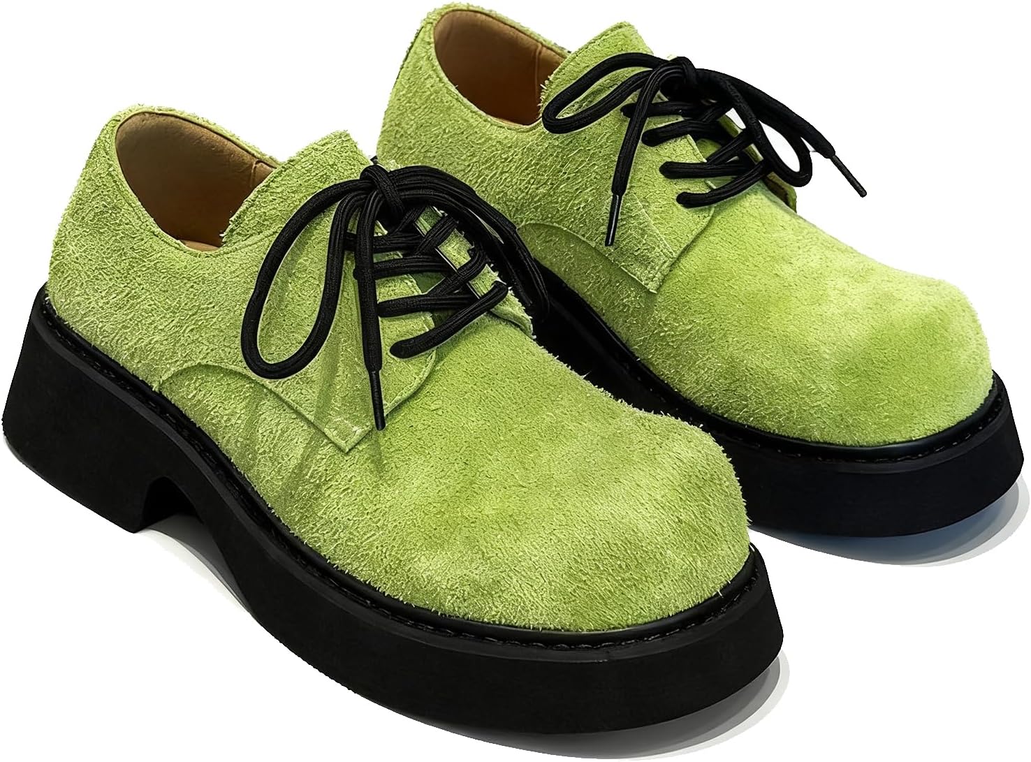 

Мужские замшевые массивные оксфорды на платформе, модные шнурованные с круглым носком, деловые повседневные комфортные классические туфли Tznbgge, светло-зеленый