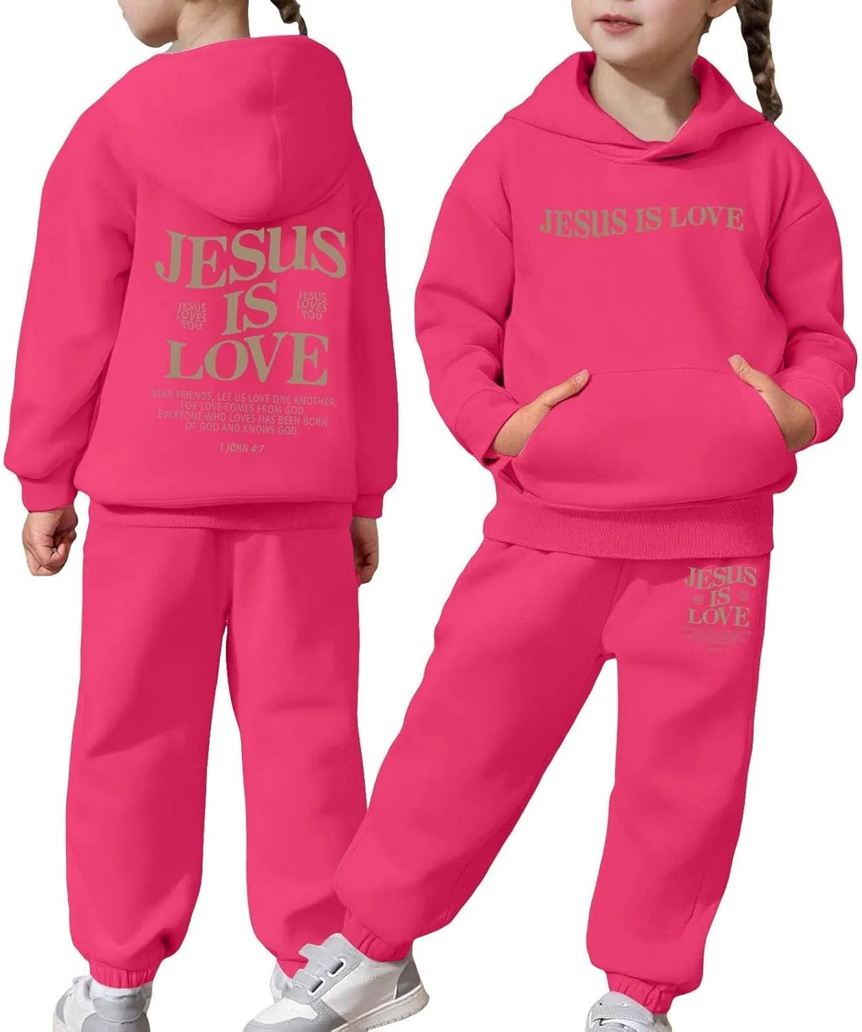 Детский спортивный костюм с принтом Trust in The Lord Jesus, Z01 Hot Pink