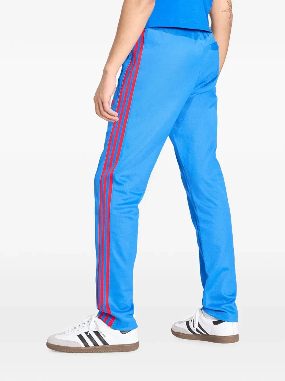 Спортивные штаны с вышитым логотипом и боковыми полосками Adidas, синий — фото 3