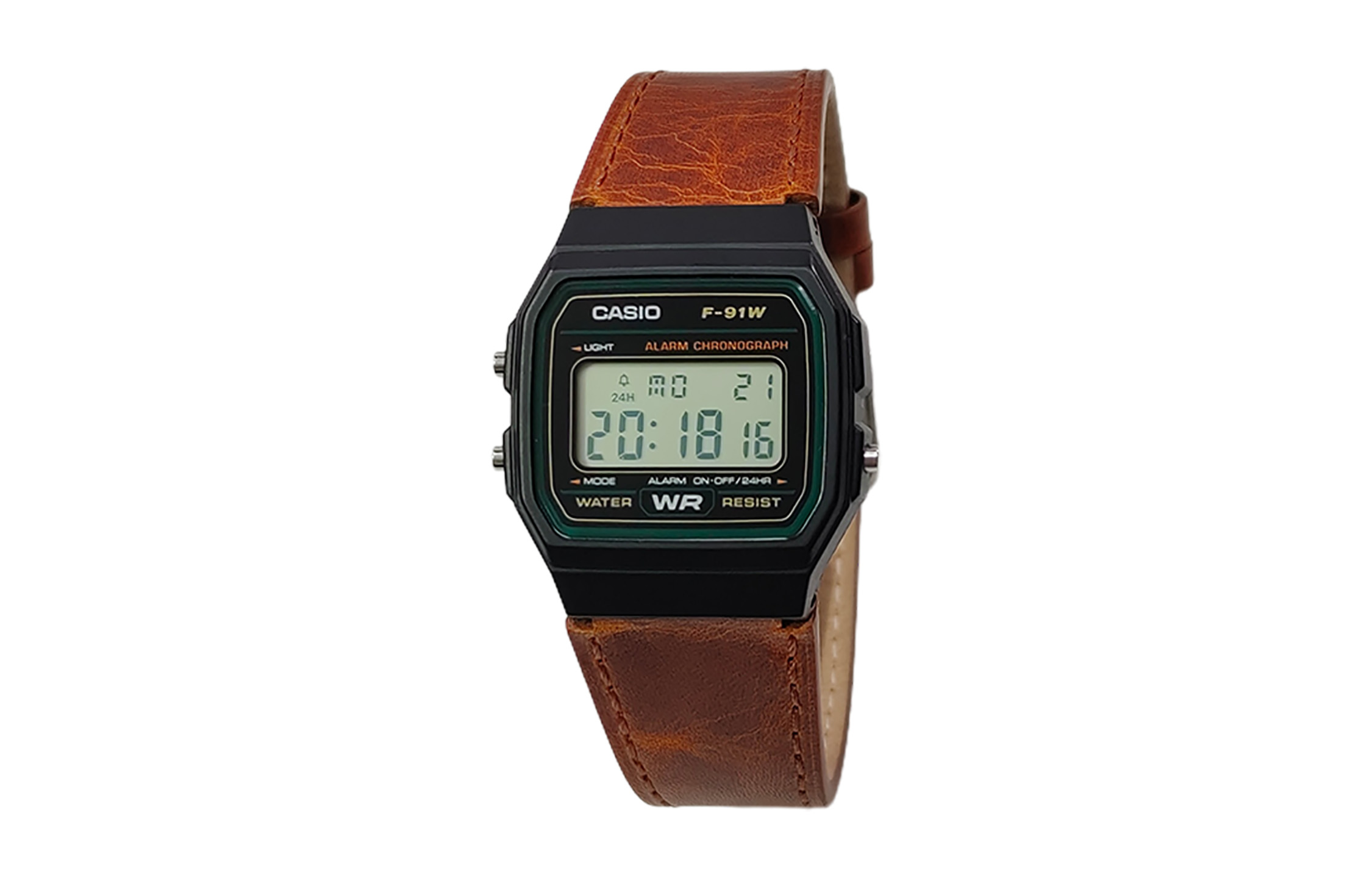 

CASIO Мужские часы Retrofit Series с кварцевым механизмом и ремешком из натуральной кожи, черный циферблат