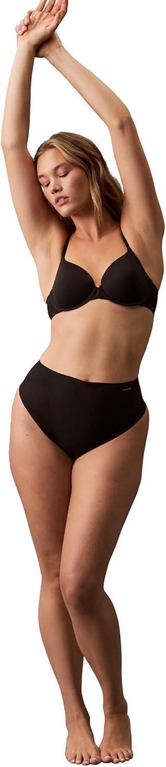 Женские утягивающие трусики-стринги Calvin Klein Stay-Put Mesh с высокой талией, Black — фото 3