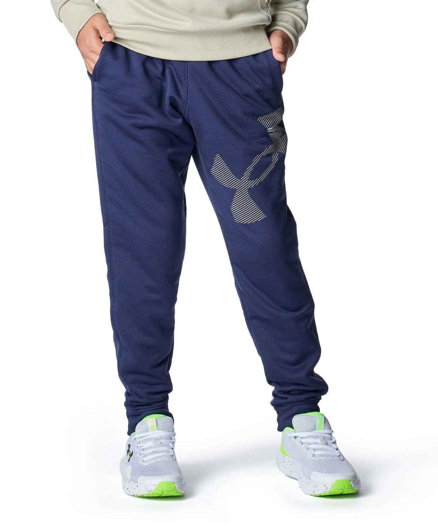 Детские джоггеры из терморегулирующей ткани Big Logo UNDER ARMOUR темно-синие