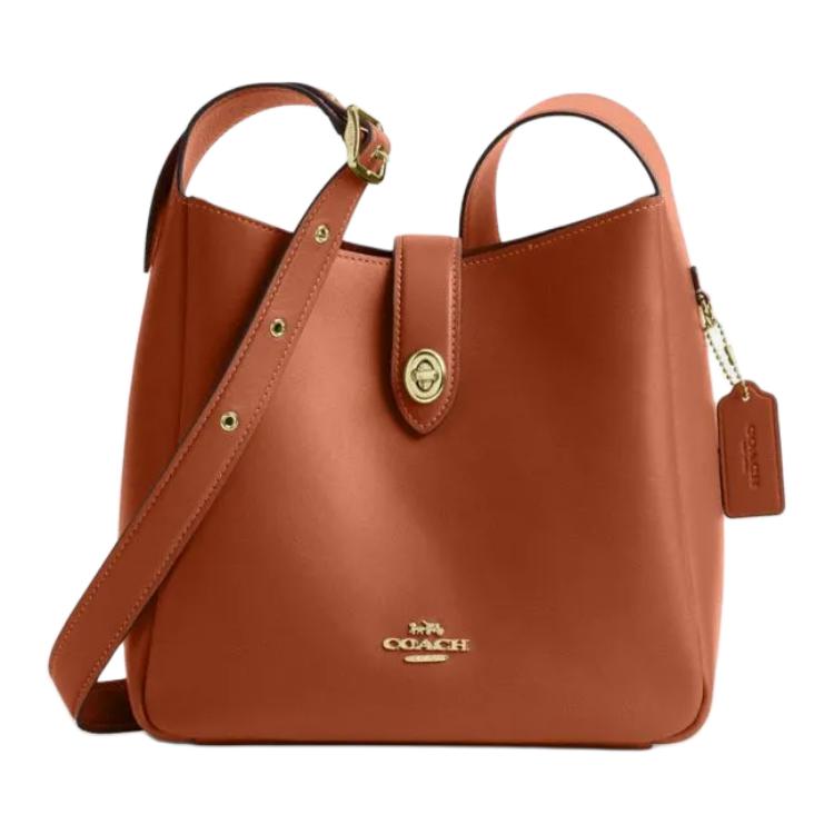 

COACH Кожаная сумка через плечо Хэдли среднего размера для женщин в коричневом и желтом цвете