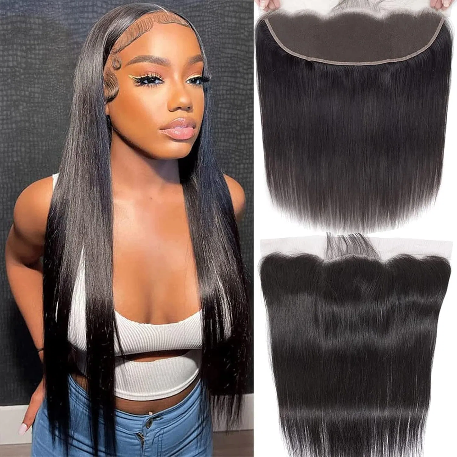 Прямой кружевной фронтальный парик 13x4 из натуральных волос Remy Duaujuiu, 13 X 4 Lace Frontal