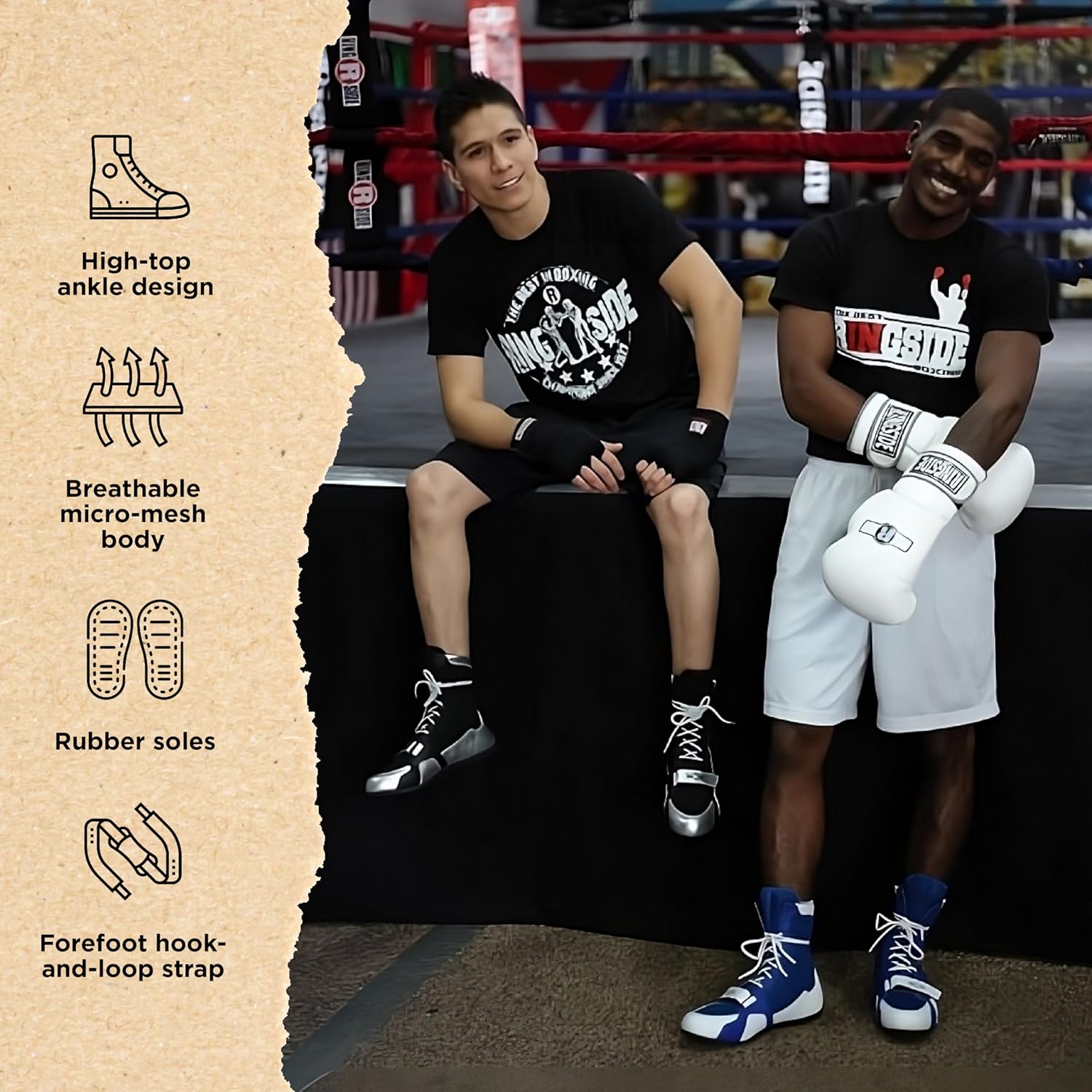 Боксерские кроссовки Ringside Apex Elite - высокие ботинки из синтетической кожи для мужчин и женщин, для бокса, борьбы, тренировок, занятий спортом, соревнований (размеры 2-13), белый/черный — фото 3