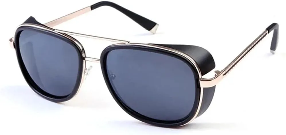 

Солнцезащитные очки в стиле стимпанк для мужчин и женщин, зеркальные солнцезащитные очки, винтажные линзы, защита от ультрафиолета UV400 HDUBFY, Mattblack-black