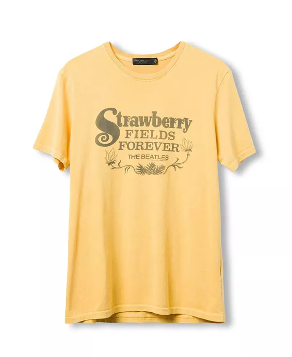 

Футболка унисекс в винтажном стиле "The Beatles: Strawberry Fields Forever" Junk Food Clothing, желтый