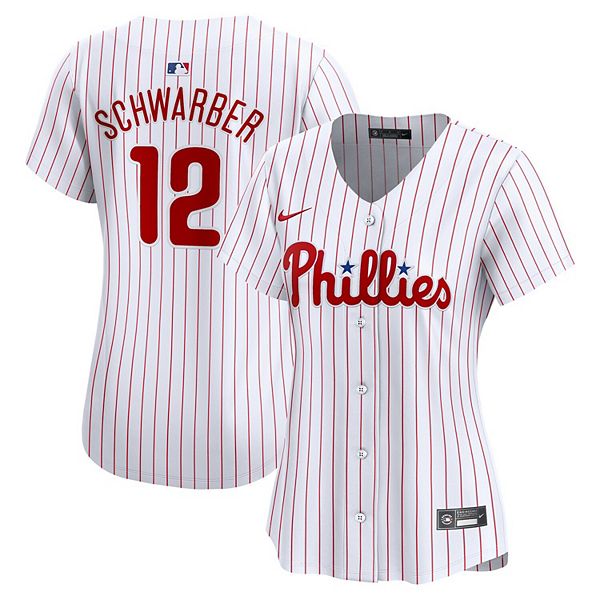 

Женская белая домашняя лимитированная футболка Philadelphia Phillies Kyle Schwarber Nike
