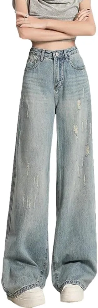 Женские прямые джинсы Comfortable Baggy Denim Pants Low Rise Casual Trendy Boyfriend Style с карманами