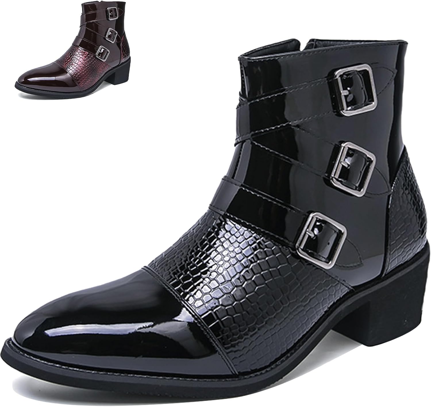 

Мужские кожаные ботинки челси с массивным каблуком и боковой молнией Adkgbe, черный