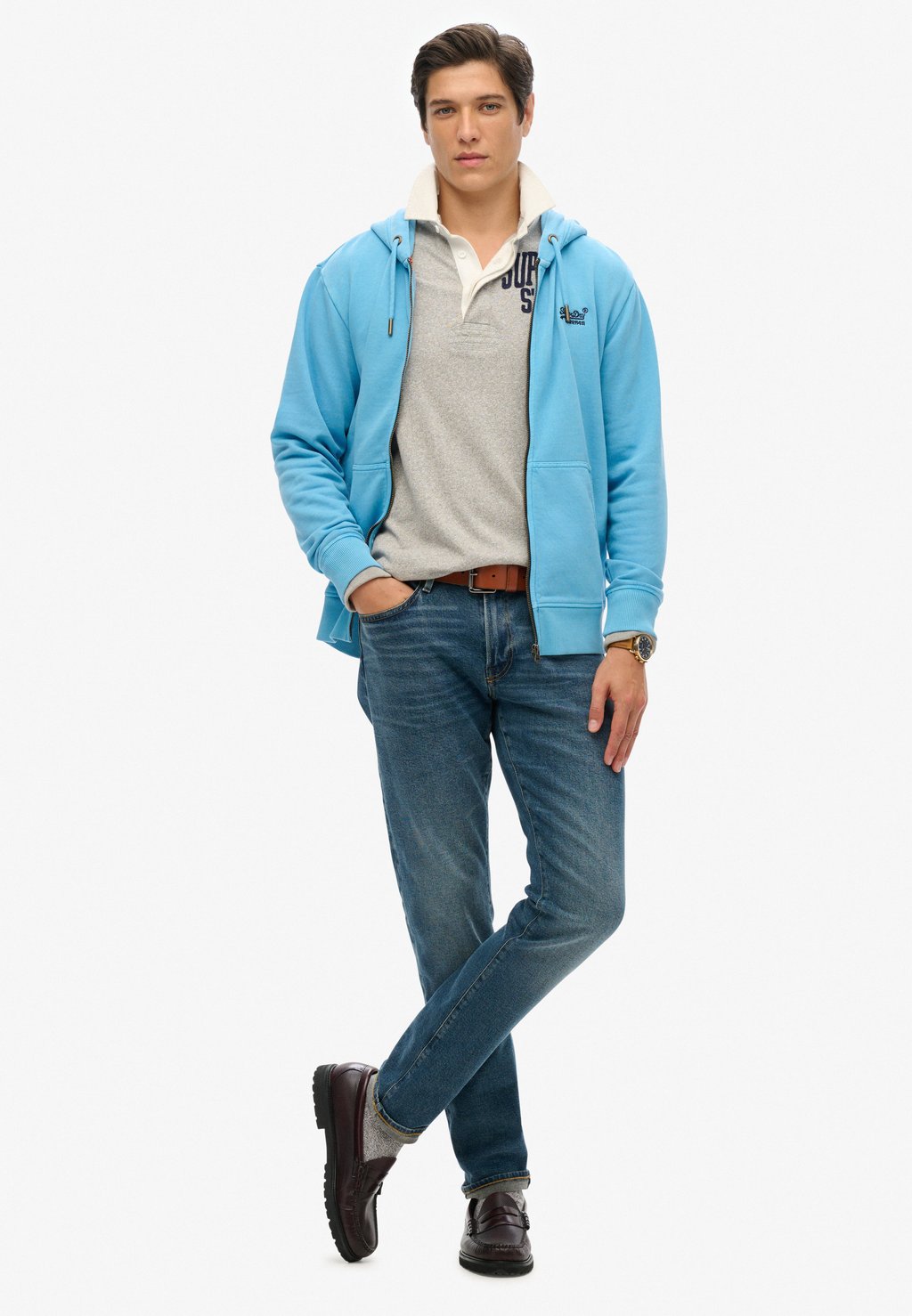 

Толстовка на молнии Superdry, голубой
