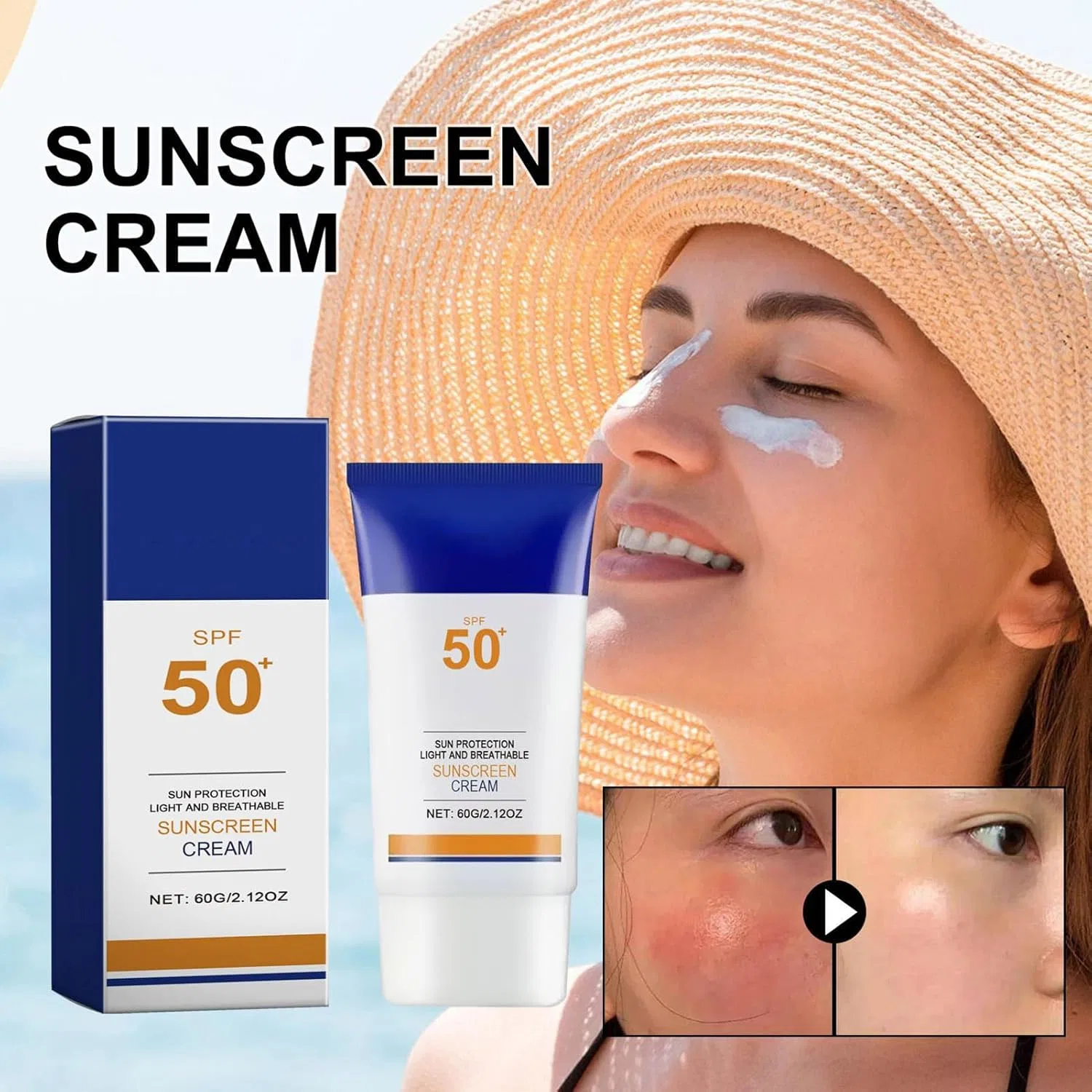 Солнцезащитный крем для лица SPF50, легкий и нежирный Mimoqk — фото 2
