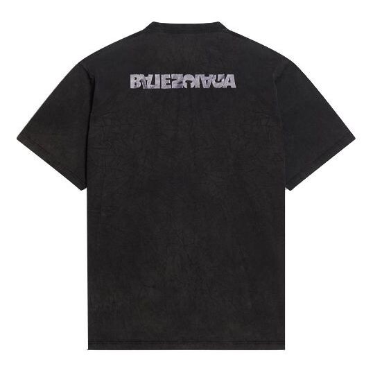 

Футболка turn slit t-shirt 'washed black' Balenciaga, черный