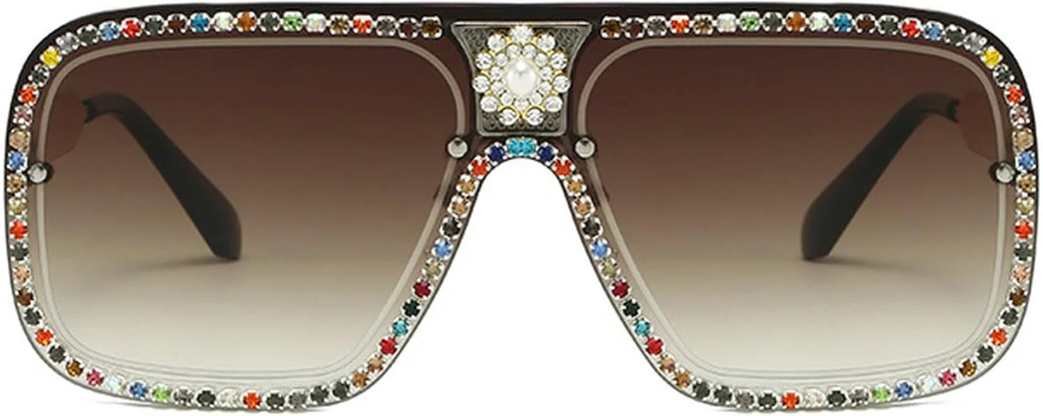 

Ретро-солнцезащитные очки квадратной формы с крупными стразами для женщин, модные солнцезащитные очки 2025 года с бриллиантами, женские очки-пилот mincl, C5