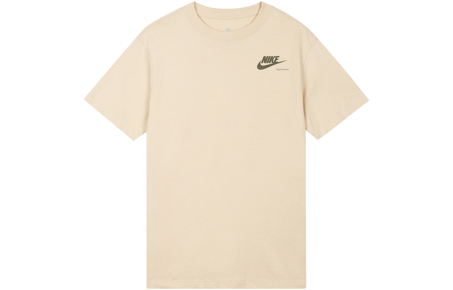 Nike Женская футболка с ретро-принтом и круглым вырезом бежевого цвета — фото 3