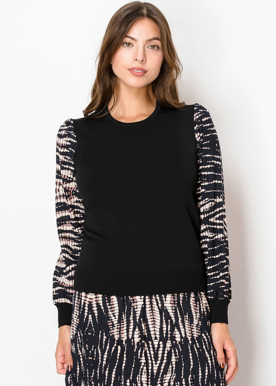 

Вязаный свитер с контрастными рукавами Yal New York, черный