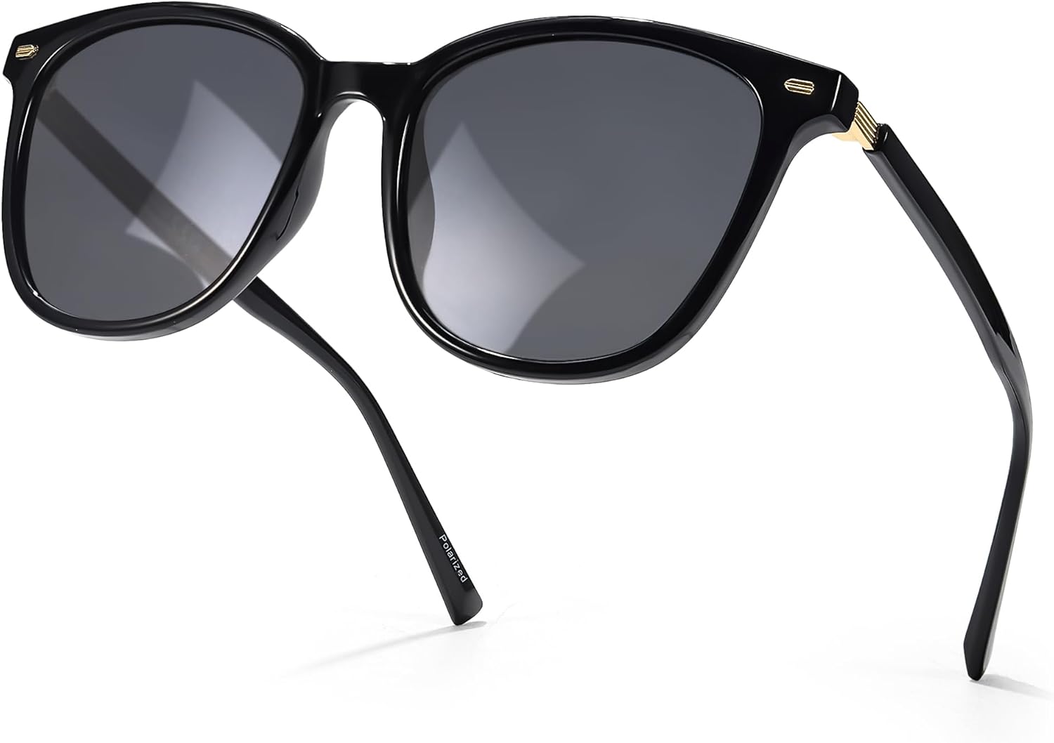 

Солнцезащитные очки SIPHEW женские с зеркальными линзами и поляризацией - большие солнцезащитные очки "кошачий глаз" с защитой от УФ-излучения для женщин, A08-black Frame Grey Mirror Lens