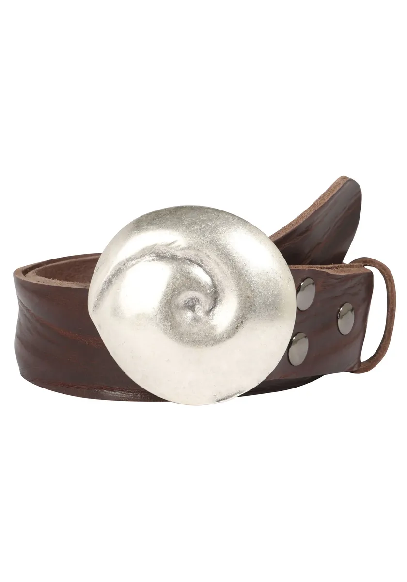 

Ремень кожаный LIFE RING by showroom 019°, со сменной застежкой "Shell Round Silver" Rettungsring By Showroom 019°, коричневый