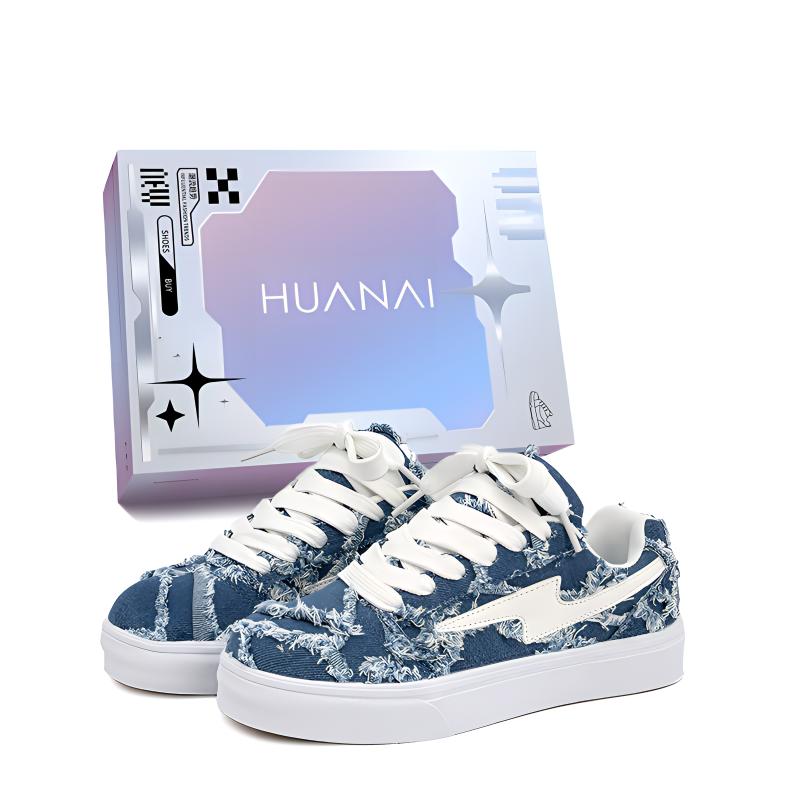 

HUANAI Низкие скейтерские кроссовки унисекс черные деним синие, цвет Denim Blue