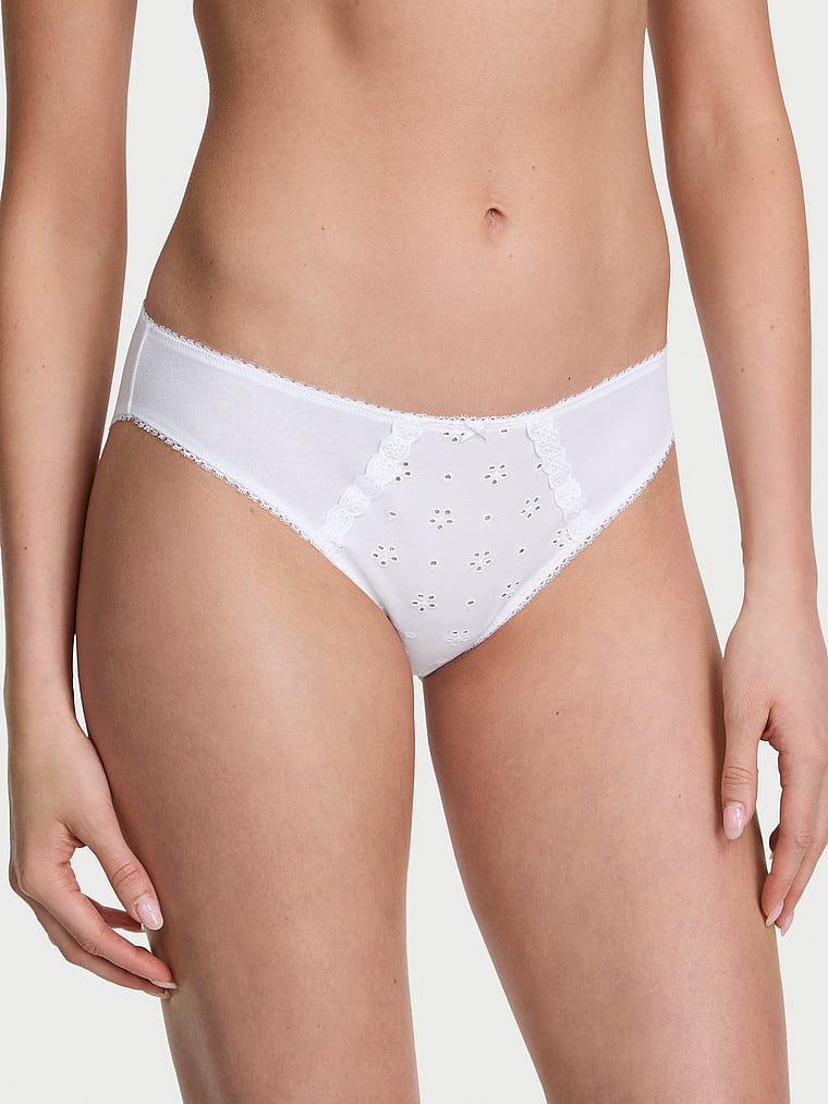 

Трусики-Бикини из эластичного хлопка с люверсами Victoria'S Secret, eyelet vs white