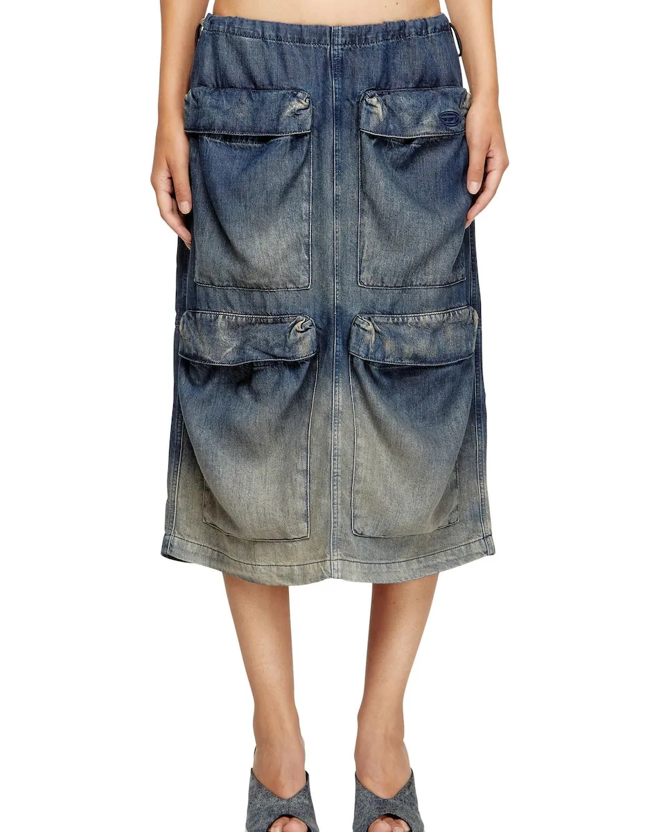 

Юбка миди DIESEL из денима с передними карманами Diesel, синий