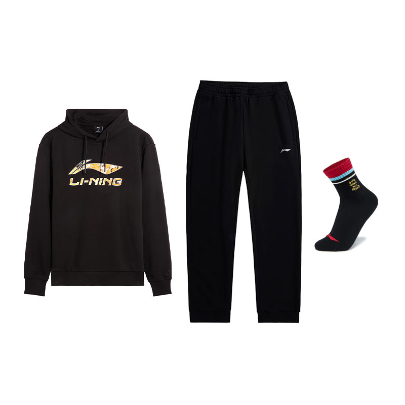 

Li Ning Casual Sportswear Men's Li-Ning, черный top+черный pants (includes socks)
