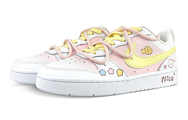 Кроссовки Nike Court Borough Skateboard Shoes Women's Low-Top Pink/Yellow — фото 3