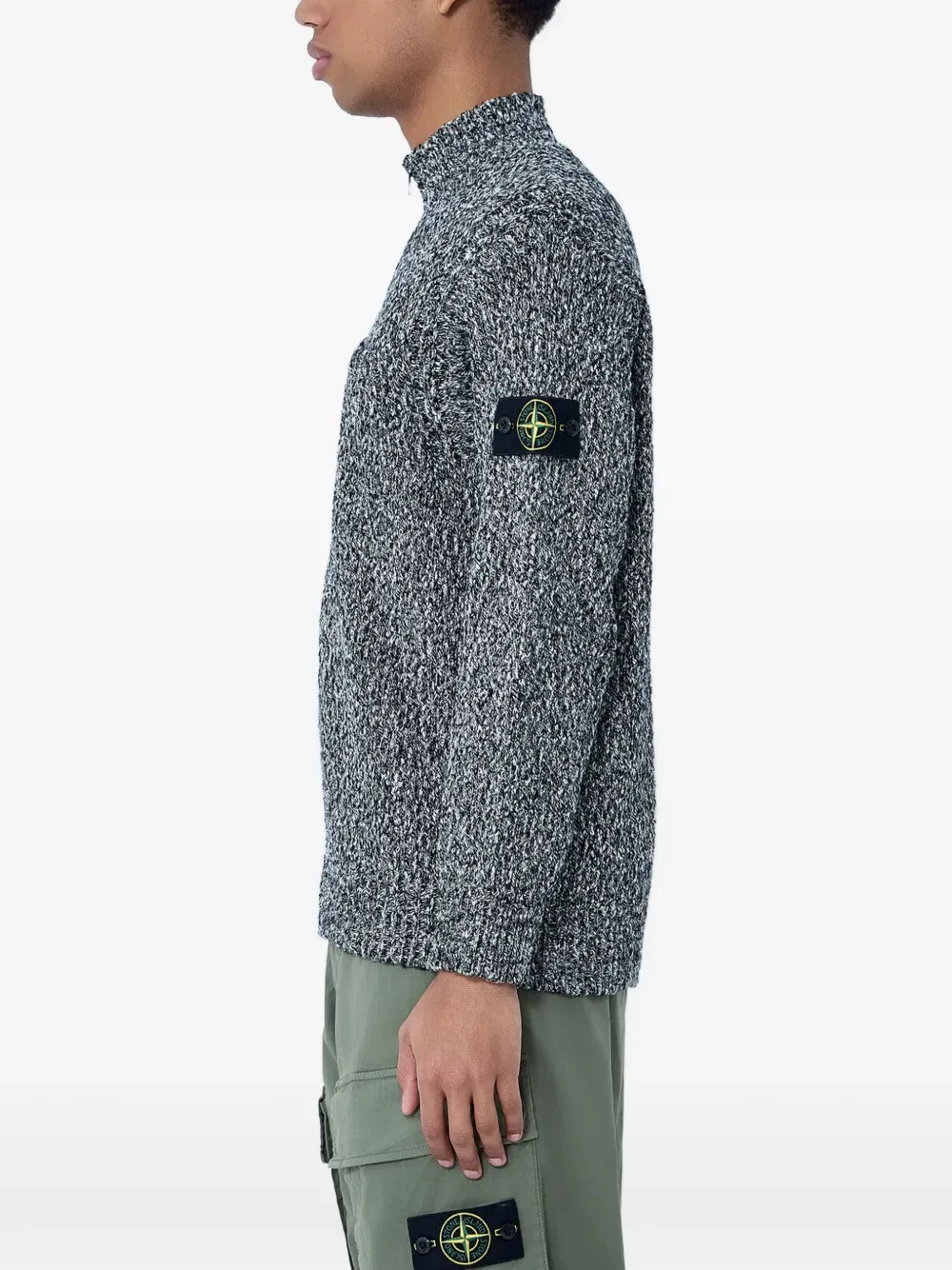 Свитер с застежкой-молнией до середины груди Stone Island, черный — фото 2