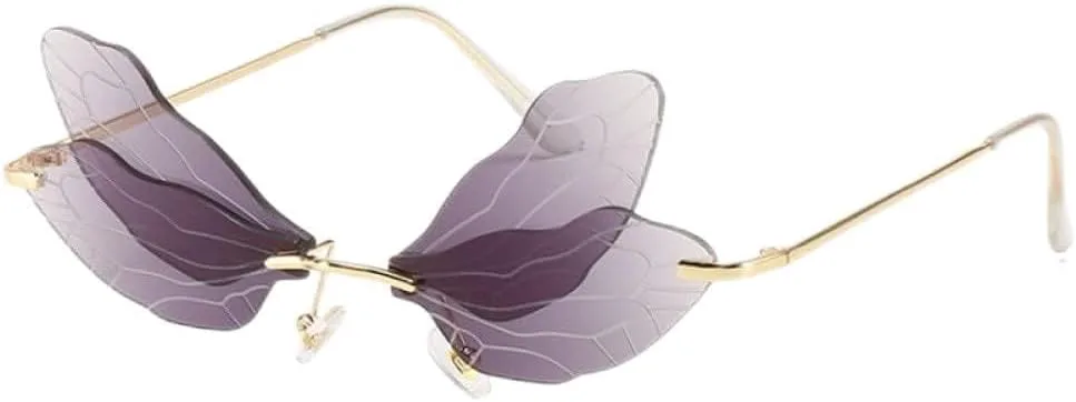 

Винтажные солнцезащитные очки с крыльями стрекозы, модные без оправы, женские, с прозрачными линзами, мужские, розовые, с защитой от УФ-излучения UV400 generic, 01