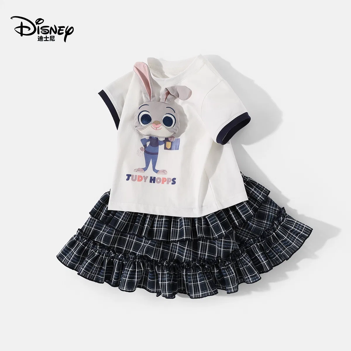 Детский комплект из футболки и юбки Disney Navy Blue Plaid — фото 3