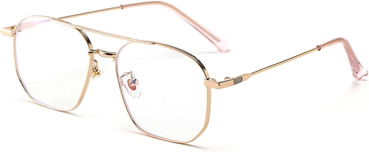 

Ретро солнцезащитные очки с двойной перемычкой и металлической оправой, модные женские очки с прозрачными линзами цвета океана, защита от УФ-излучения UV400, трендовые мужские солнцезащитные очки TVTBBVV, Golden Clear