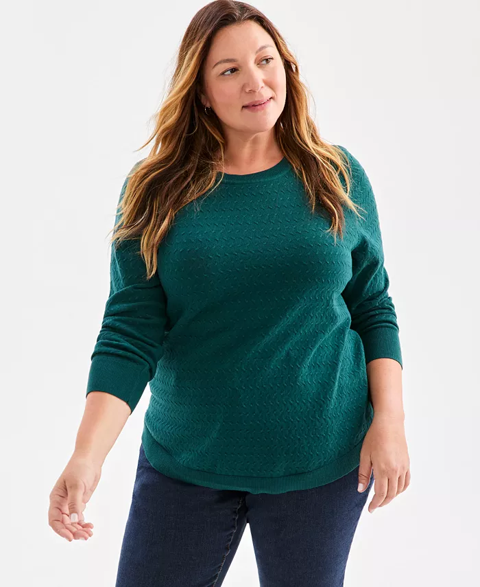 

Плюс сайз однотонный свитер с круглым вырезом Style & Co, зеленый