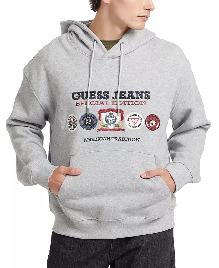 

Мужская худи с логотипом и принтом GUESS JEANS, серый