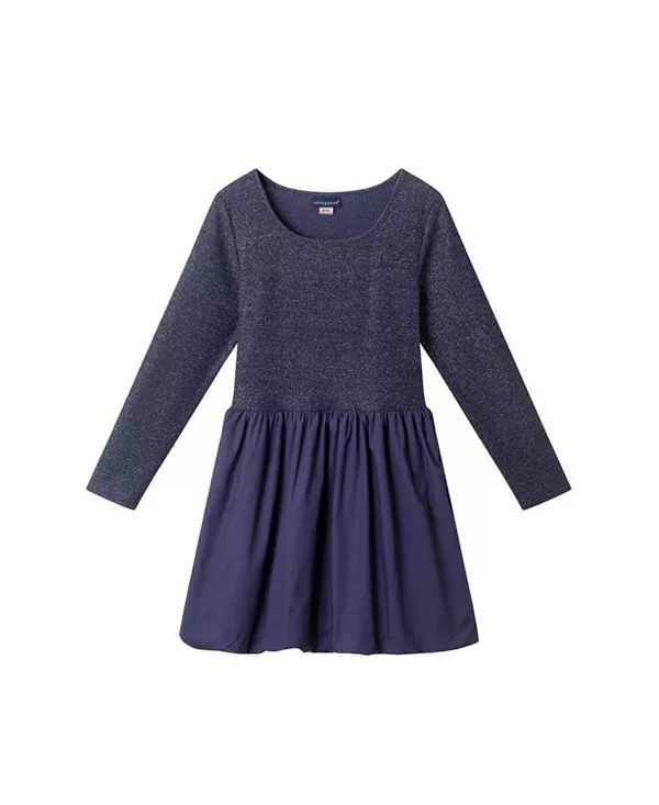 

Детское трикотажное платье-комбинезон в рубчик с заниженной талией - для девочек постарше. Andy & Evan, синий