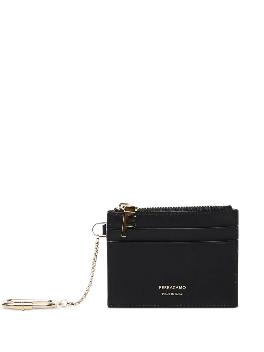 

Кардхолдер с круговой молнией и цепочкой Ferragamo, черный