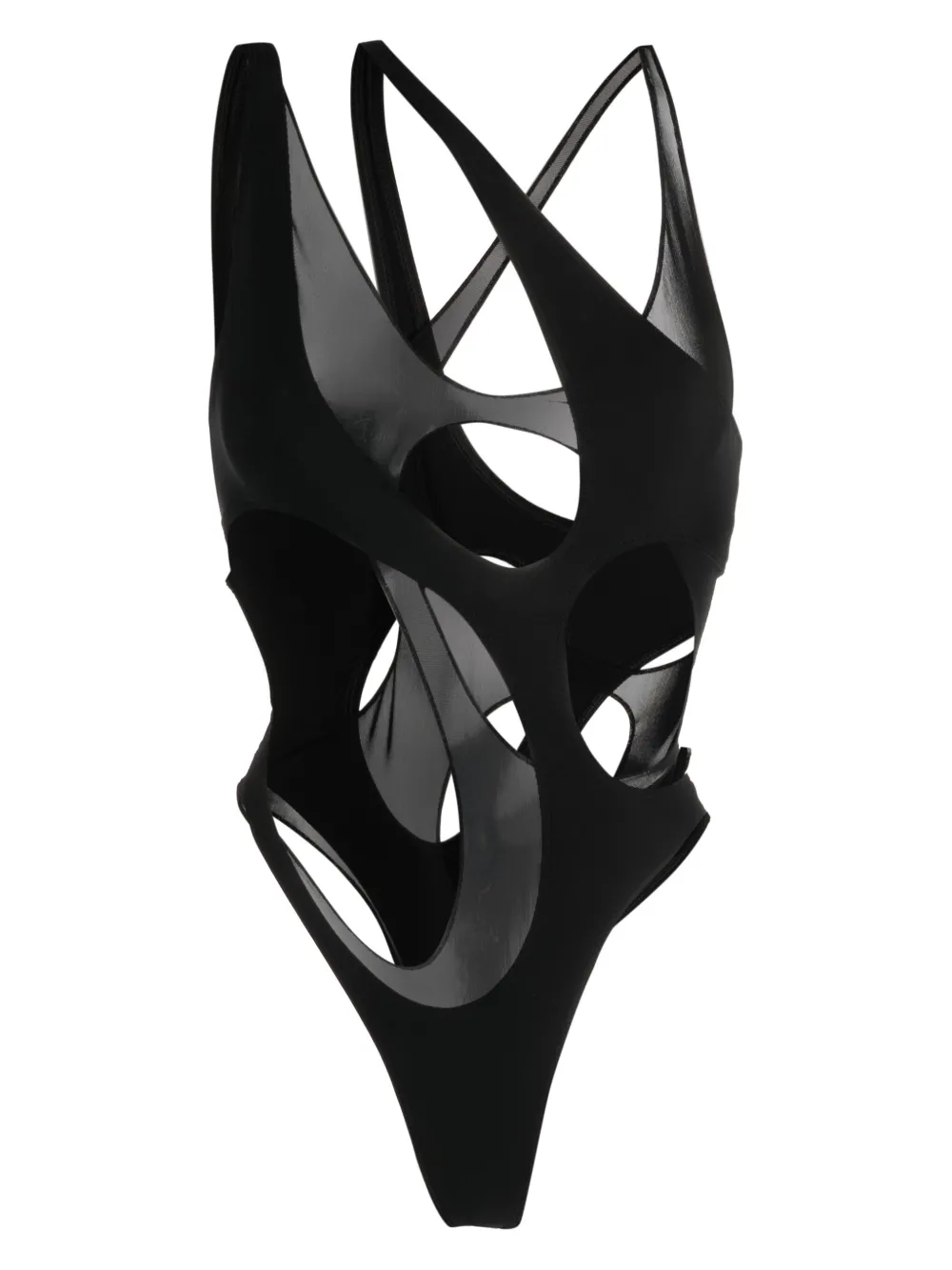

Купальник-стринги с вырезами Mugler, черный