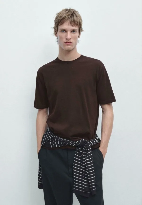 Простая футболка Massimo Dutti, Mottled Bordeaux