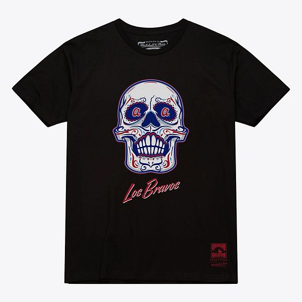 

Женская черная футболка Atlanta Braves Sugar Skull Mitchell & Ness, Черный, Женская черная футболка Atlanta Braves Sugar Skull Mitchell & Ness