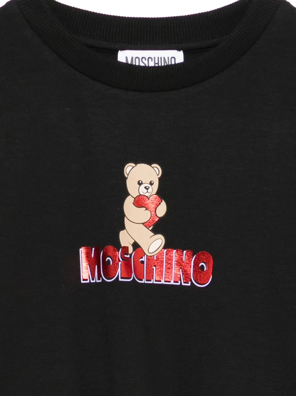 Футболка с логотипом и мотивом в виде мишки Moschino Kids, черный — фото 3