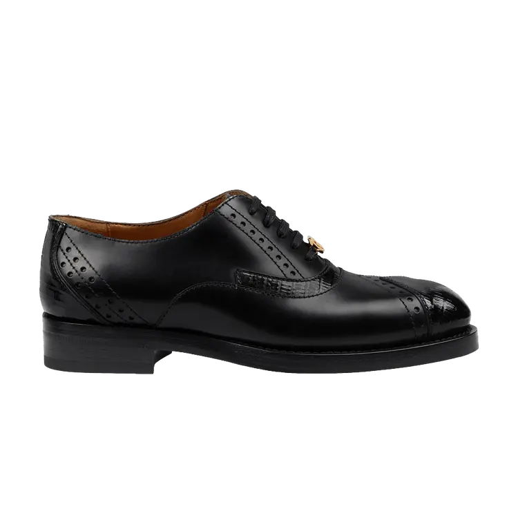 Кроссовки Gucci Wmns Leather Lace-up 'Black', черный