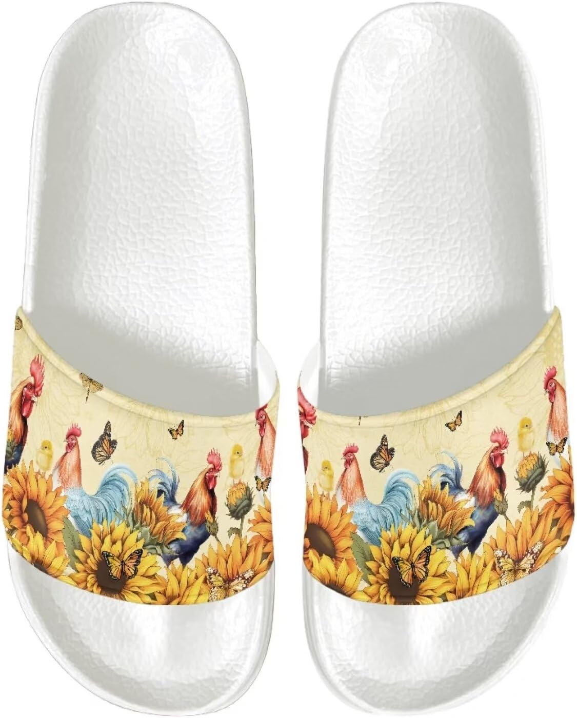 

Женские сандалии шлепанцы с открытым носком на один ремешок, повседневная обувь для прогулок Judentidos, Sunflower Chicken