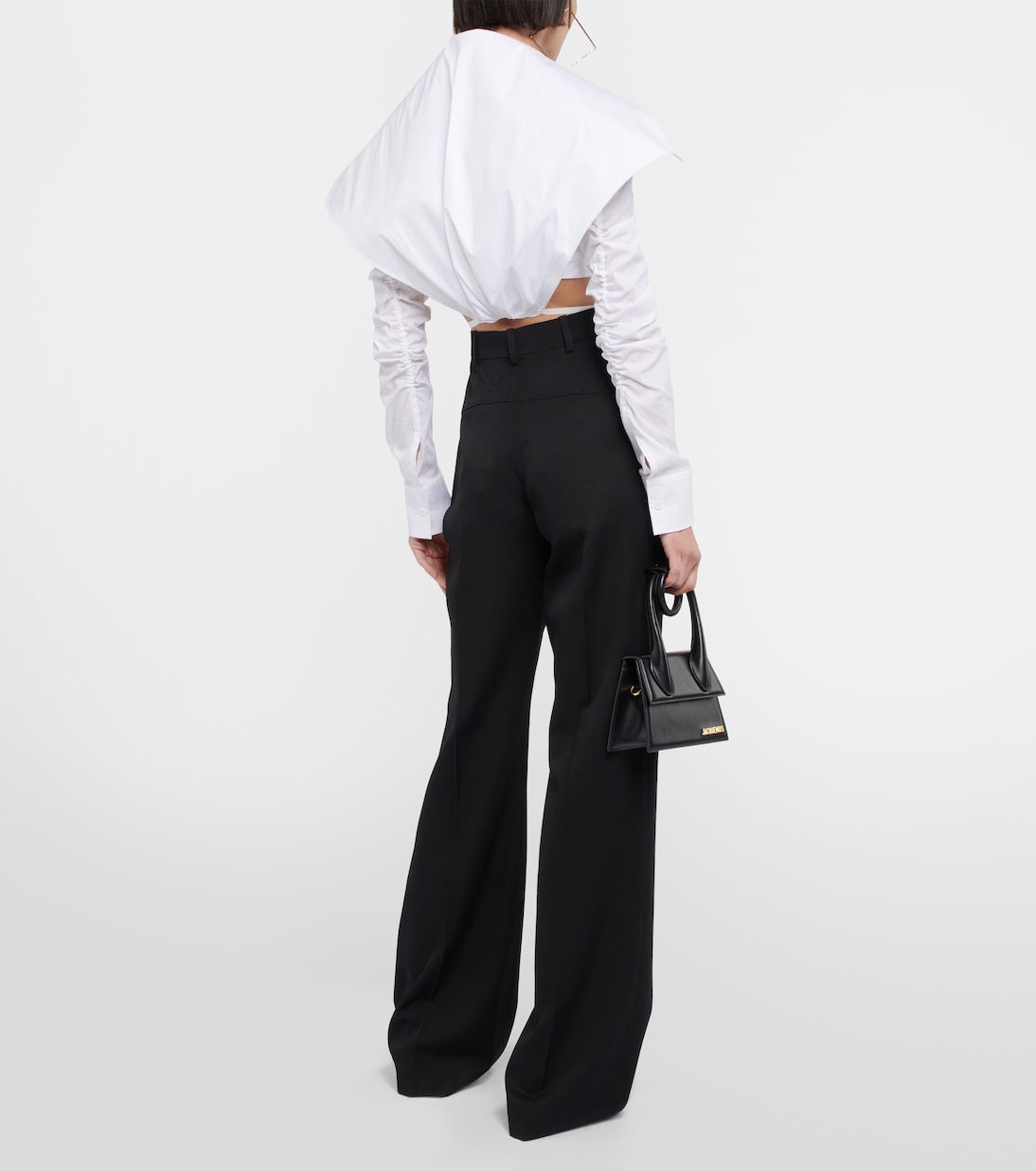 Укороченная хлопковая рубашка La Chemise Meio Jacquemus, белый — фото 3