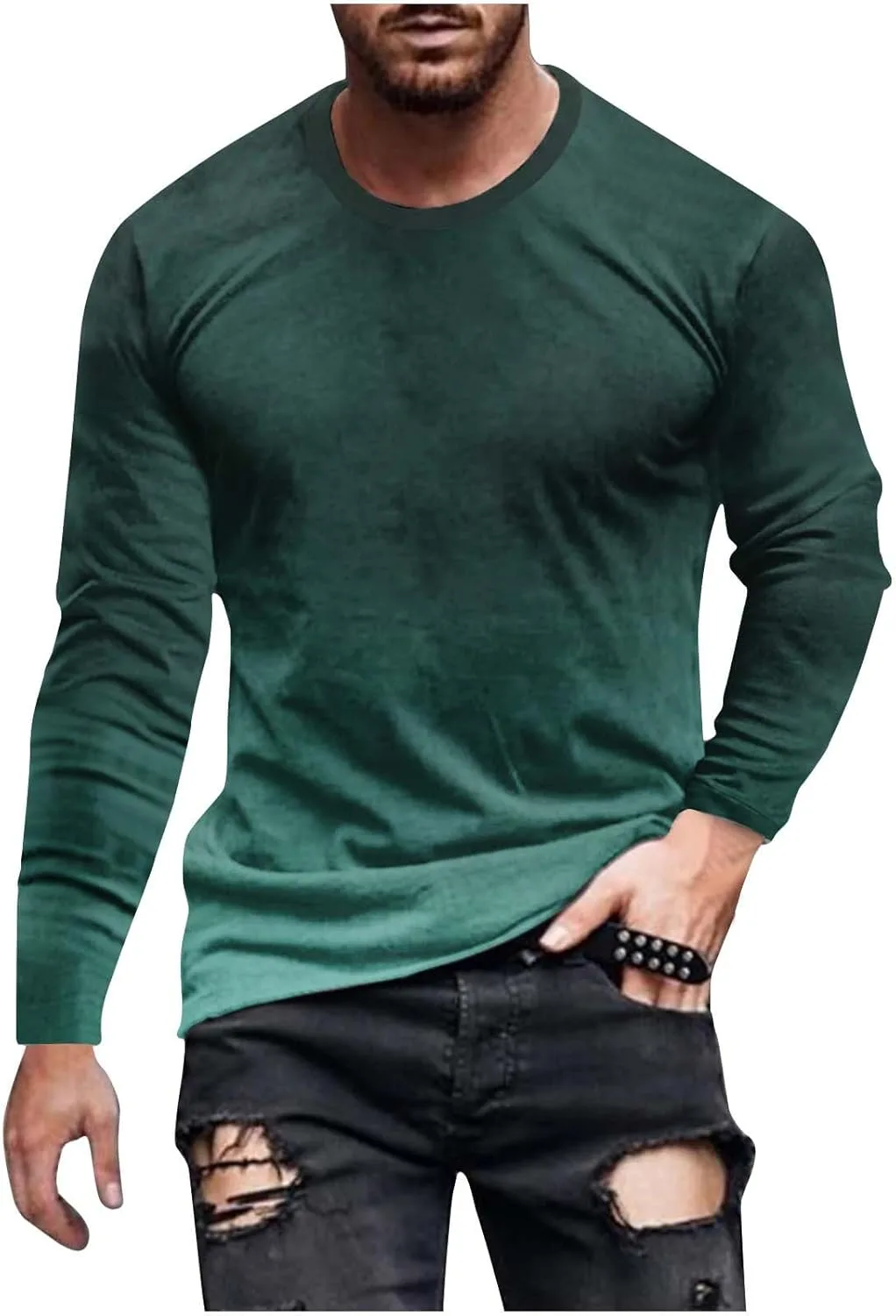 

Мужская футболка с длинным рукавом и градиентом Casual Fashion Tee Zeiyignr