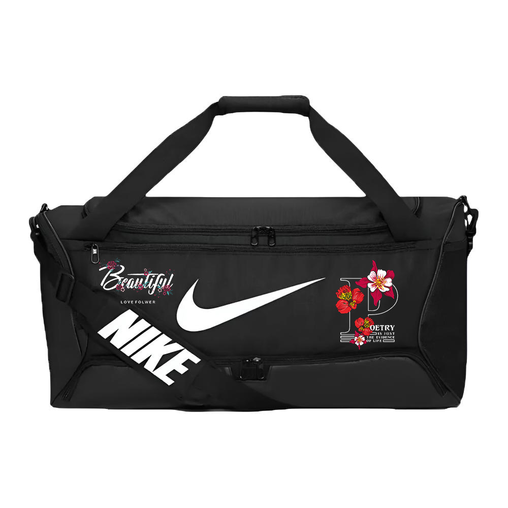 

Nike Тканевая дорожная сумка с принтом белыми чернилами, унисекс, черная