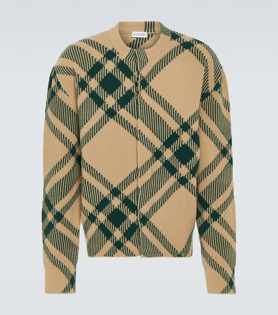 Кардиган Burberry Check из смесовой шерсти, Flax Ip Check