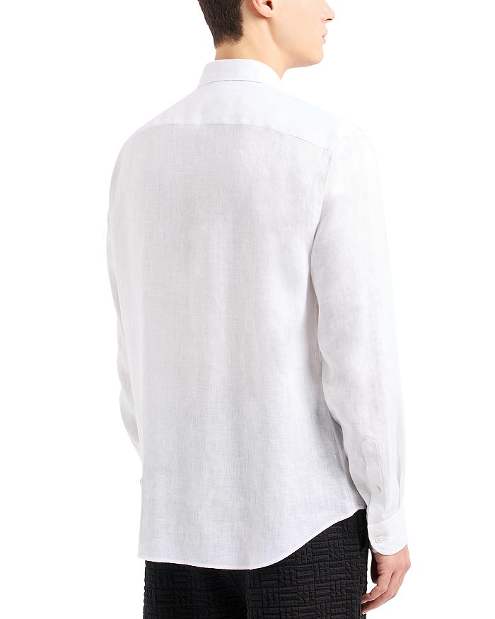 Спортивная рубашка из льняного шамбре Regular Fit Emporio Armani, белый — фото 3