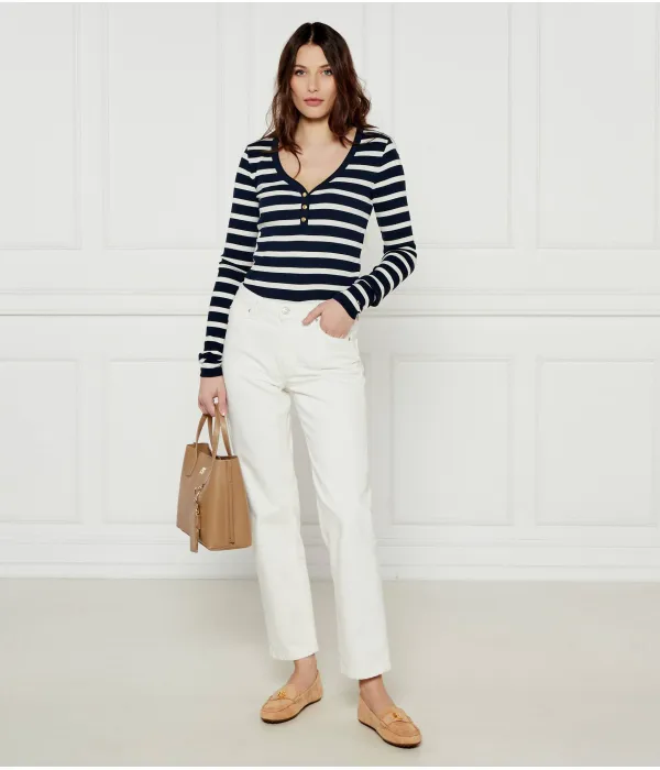 Блузка Хенли Slim fit Tommy Hilfiger, белый — фото 2