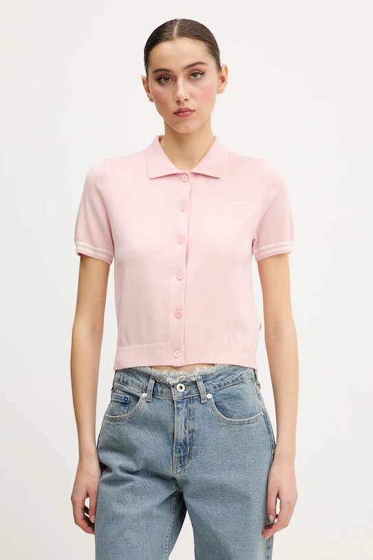

Поло с добавлением шерсти Guess Jeans, розовый